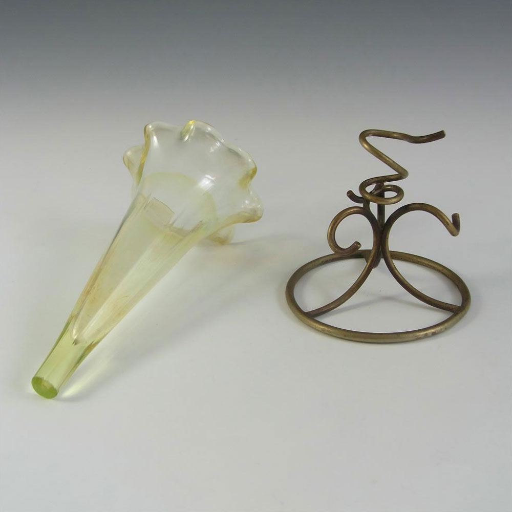 Victorian Vaseline / Uranium Glass + Silver Epergne Vase #2 - Click Image to Close