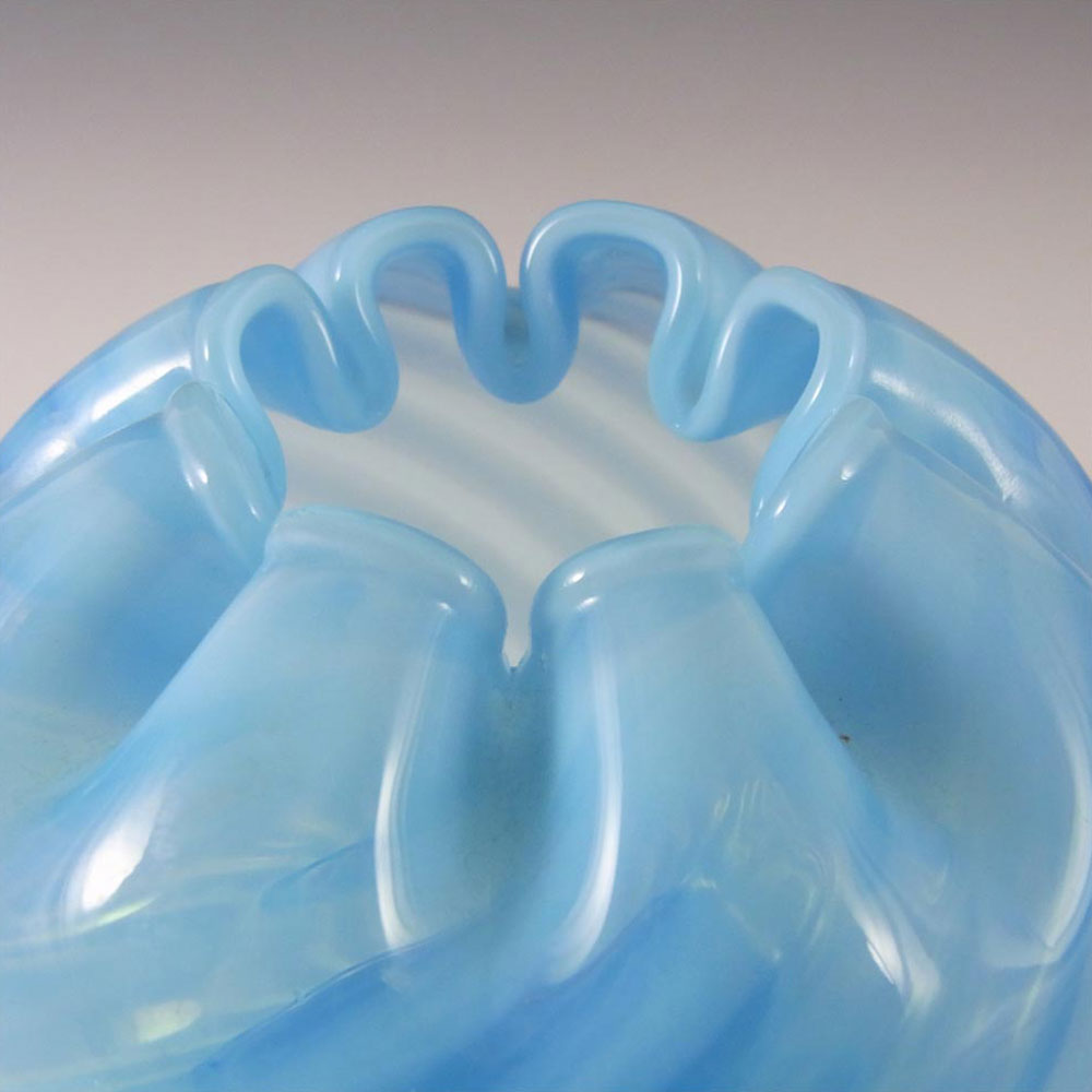 (image for) Victorian Opalescent Blue Stripe Glass Rose Bowl/Vase - Click Image to Close