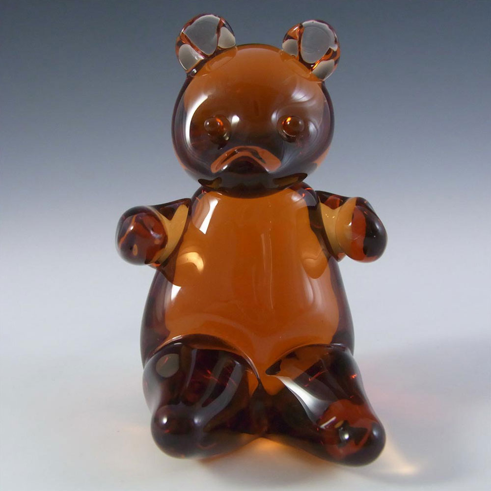 Wedgwood Topaz/Amber Glass Teddy Bear Paperweight SG449 - Click Image to Close