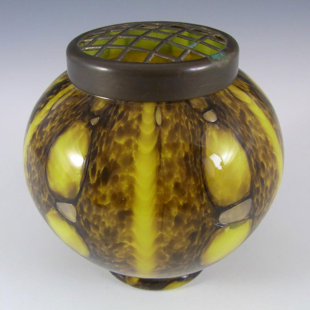 (image for) Franz Welz 1930's Czech Yellow Glass 'Bubbles + Spots' Vase - Click Image to Close