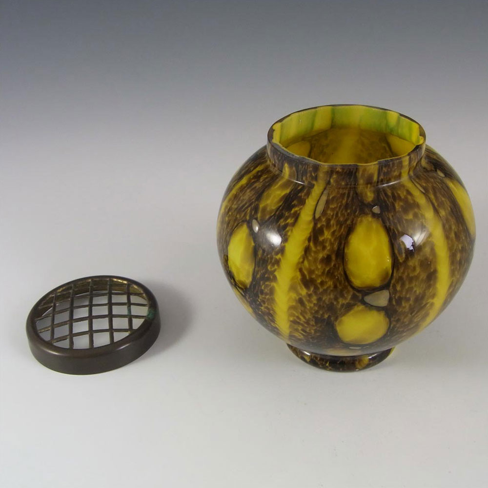 Franz Welz 1930's Czech Yellow Glass 'Bubbles + Spots' Vase - Click Image to Close