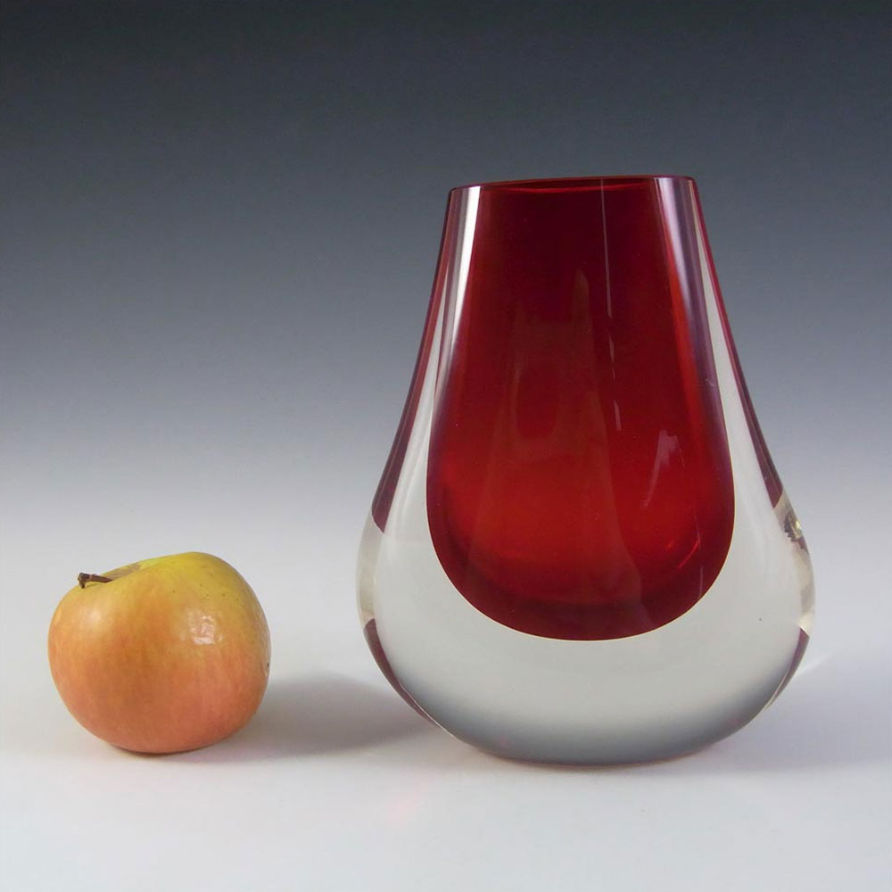 Whitefriars #9656 Baxter Ruby Red Glass Hambone Vase - Click Image to Close