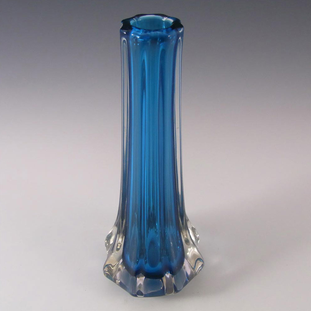 (image for) Whitefriars #9781 Baxter Kingfisher Blue Glass Eight Sided Vase - Click Image to Close
