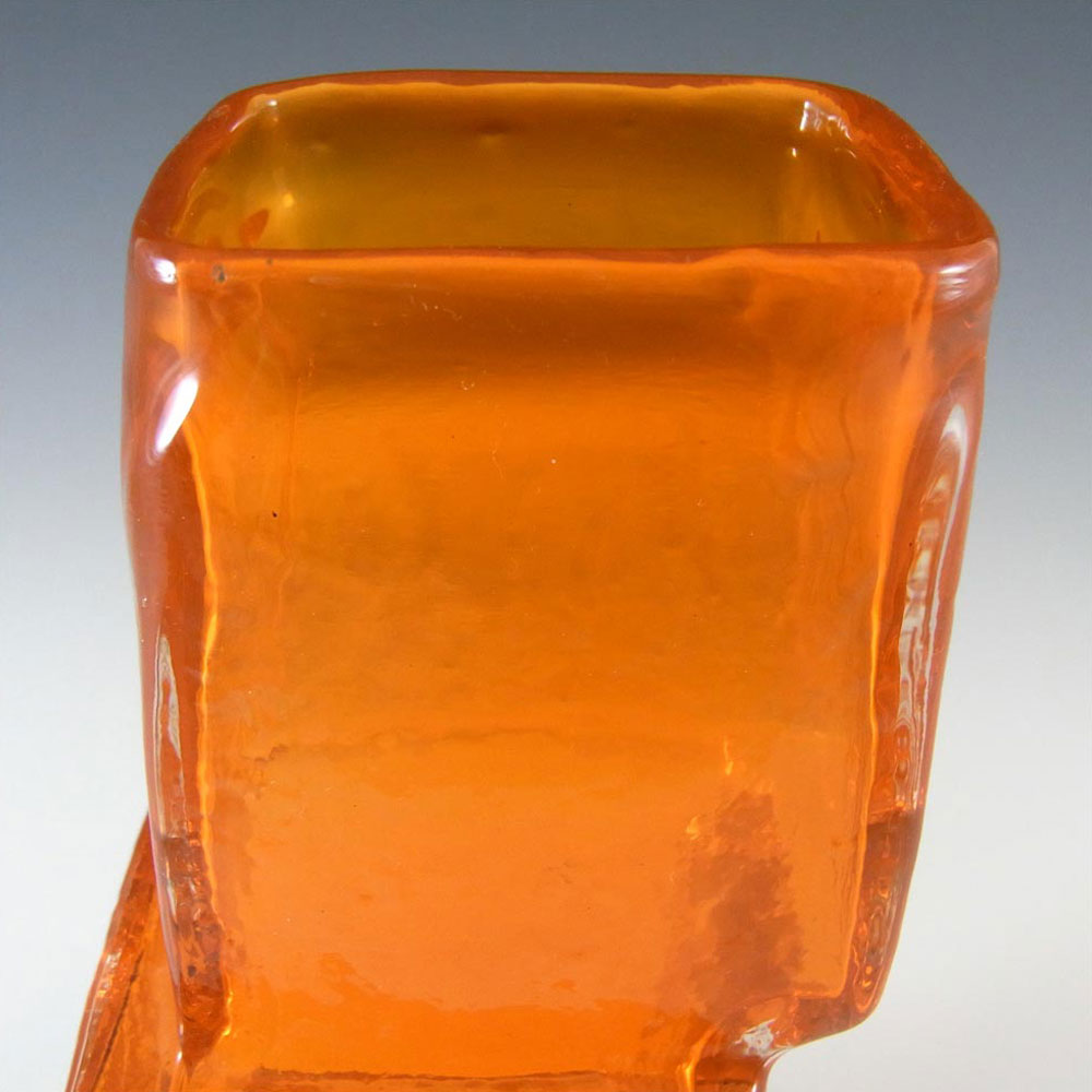 Whitefriars #9673 Baxter Tangerine Glass Drunken Bricklayer Vase - Click Image to Close