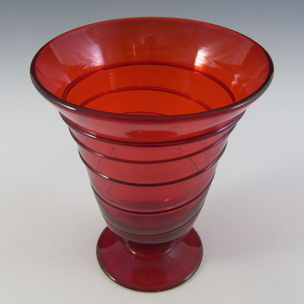 Whitefriars #9296 Ruby Red Glass Ribbon Trail Vase - Click Image to Close