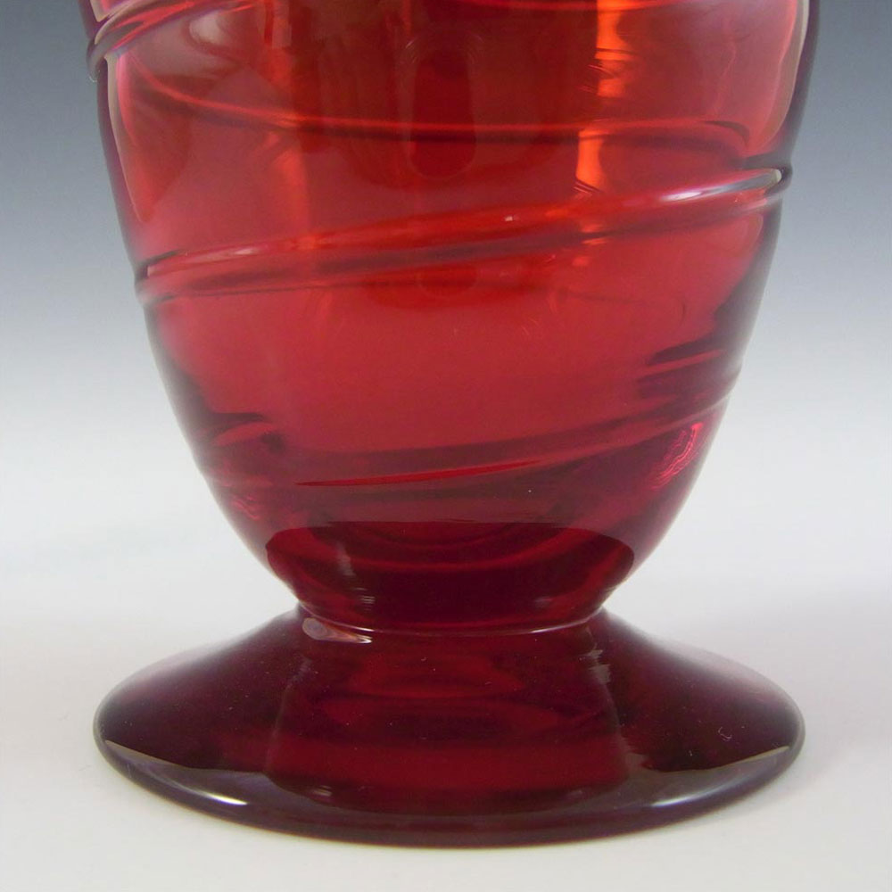 (image for) Whitefriars #9296 Ruby Red Glass Ribbon Trail Vase - Click Image to Close
