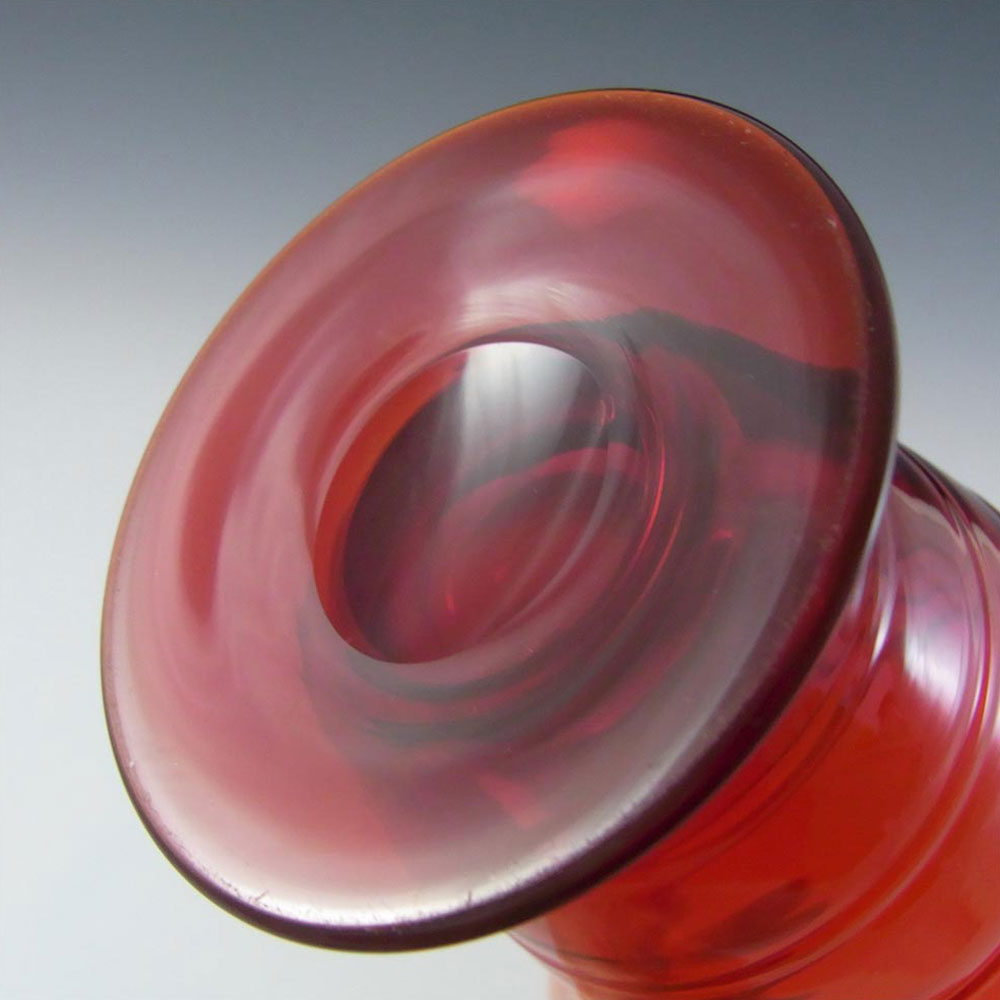 Whitefriars #9296 Ruby Red Glass Ribbon Trail Vase - Click Image to Close