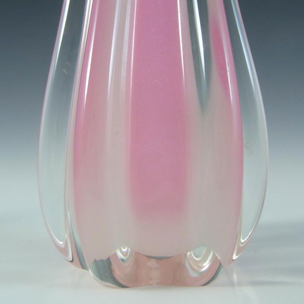Oball Murano Pink & White Alabastro Glass Ribbed Vase - Click Image to Close