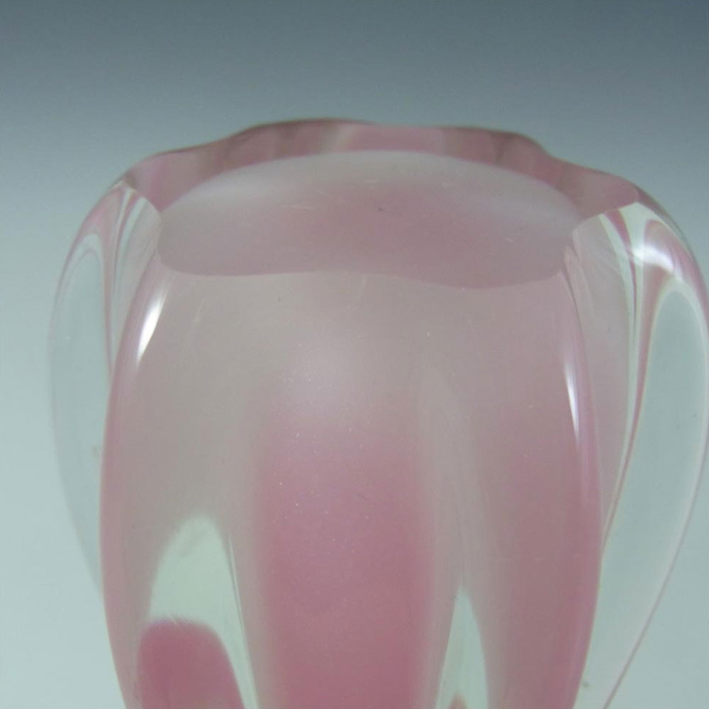 (image for) Oball Murano Pink & White Alabastro Glass Ribbed Vase - Click Image to Close