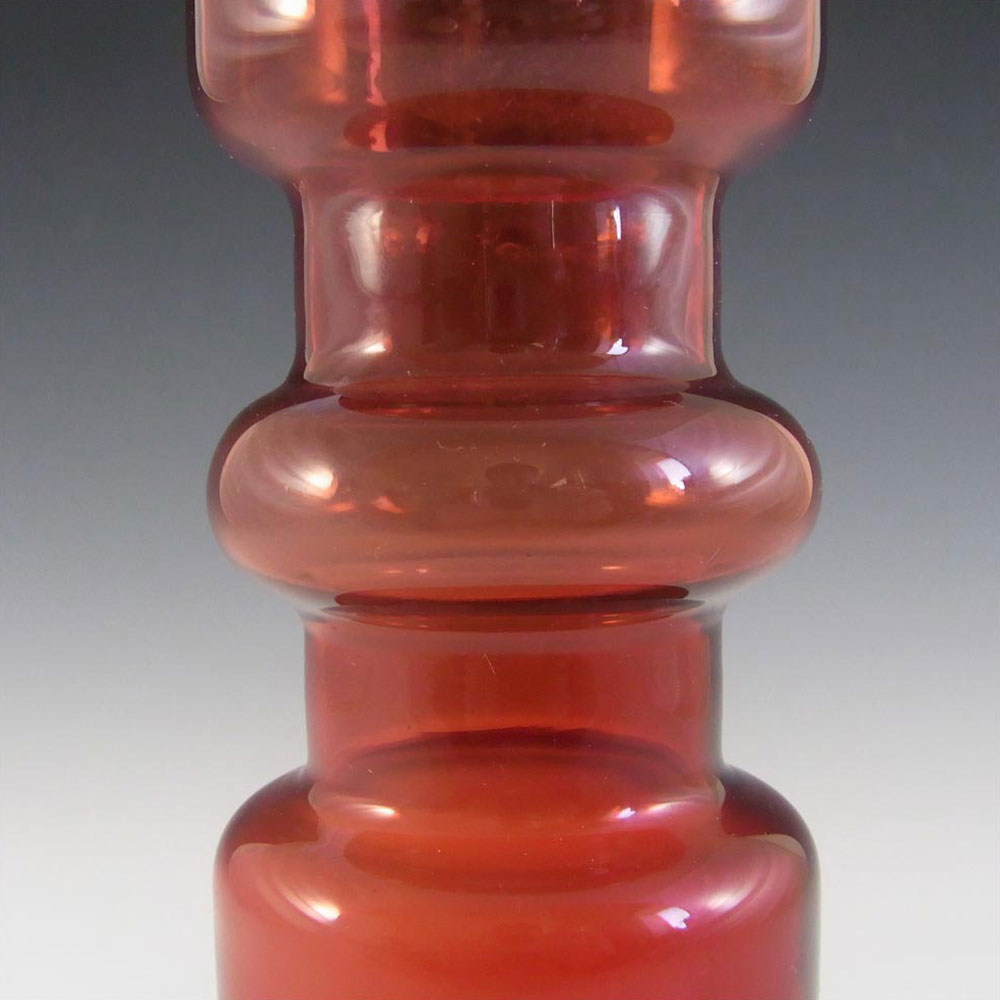 Aseda Swedish Red Hooped Cased Glass Vase - Click Image to Close