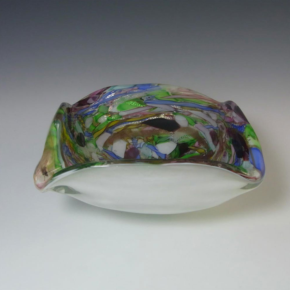 AVEM Murano Zanfirico Bizantino / Tutti Frutti White Glass Bowl - Click Image to Close