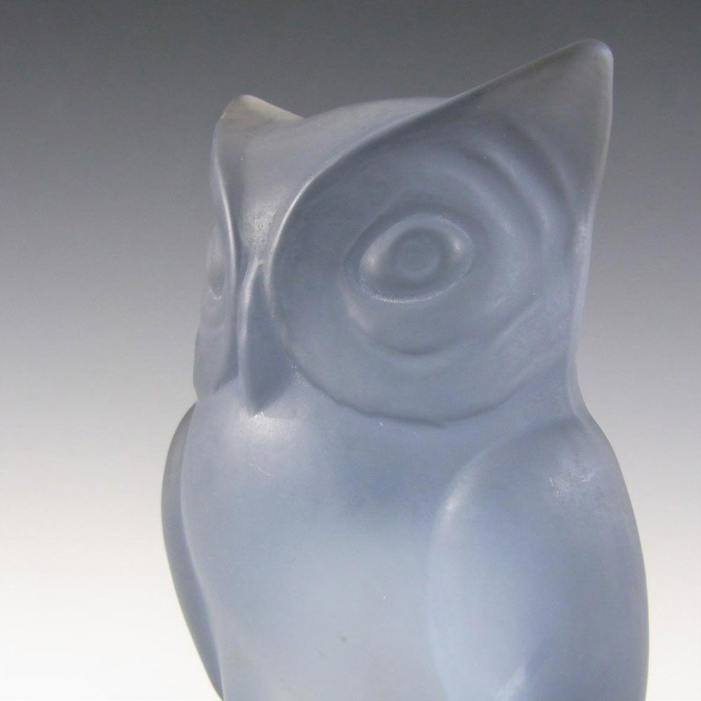 (image for) Bagley Art Deco Frosted Blue Glass Owl Bookends / Book Ends - Click Image to Close