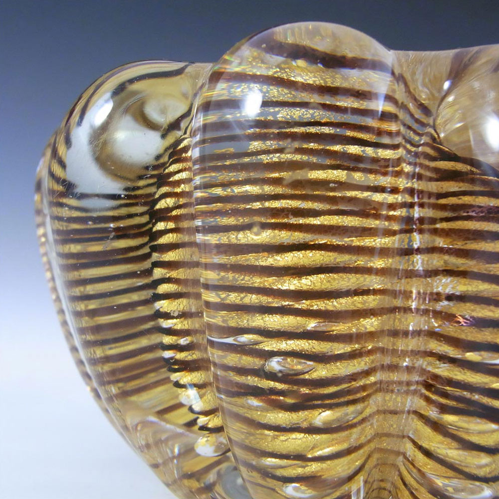Barovier & Toso "Zebrati" Murano Gold Leaf Glass Bowl - Click Image to Close