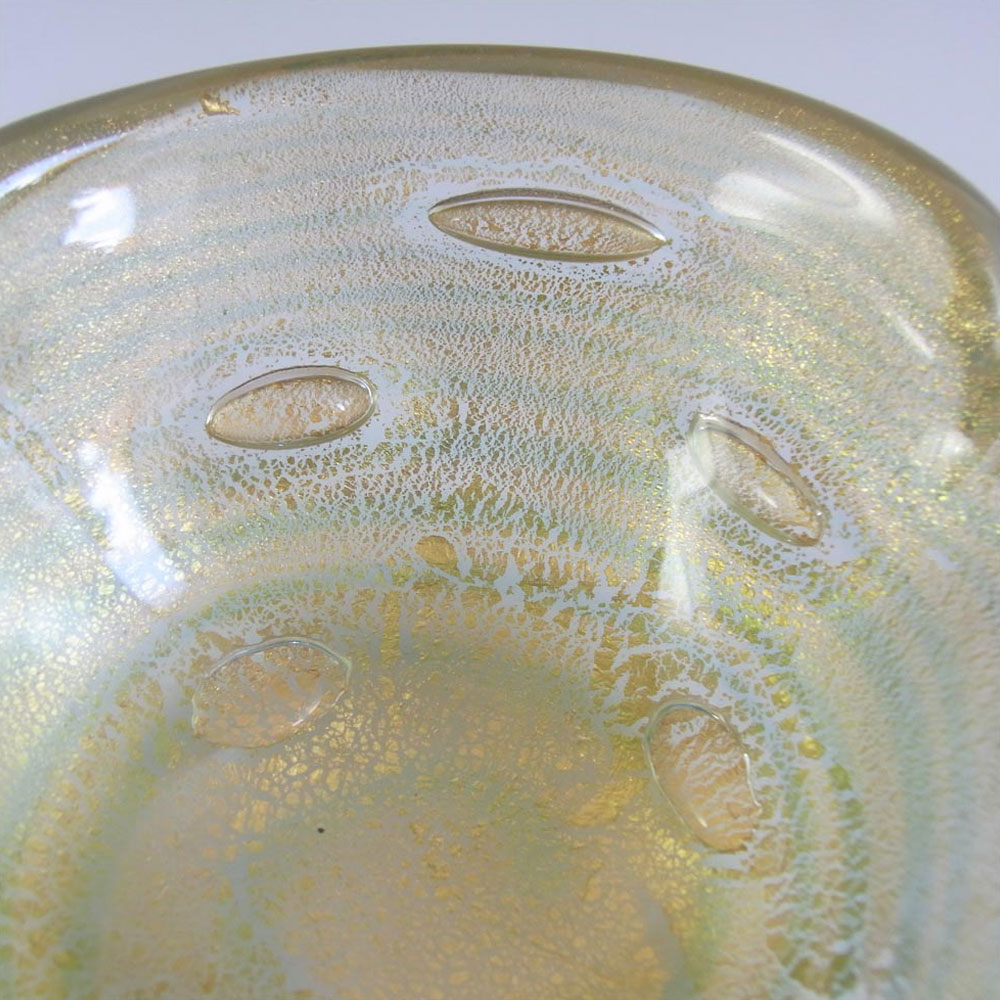 Barovier & Toso "Zebrati" Murano Gold Leaf Glass Bowl - Click Image to Close
