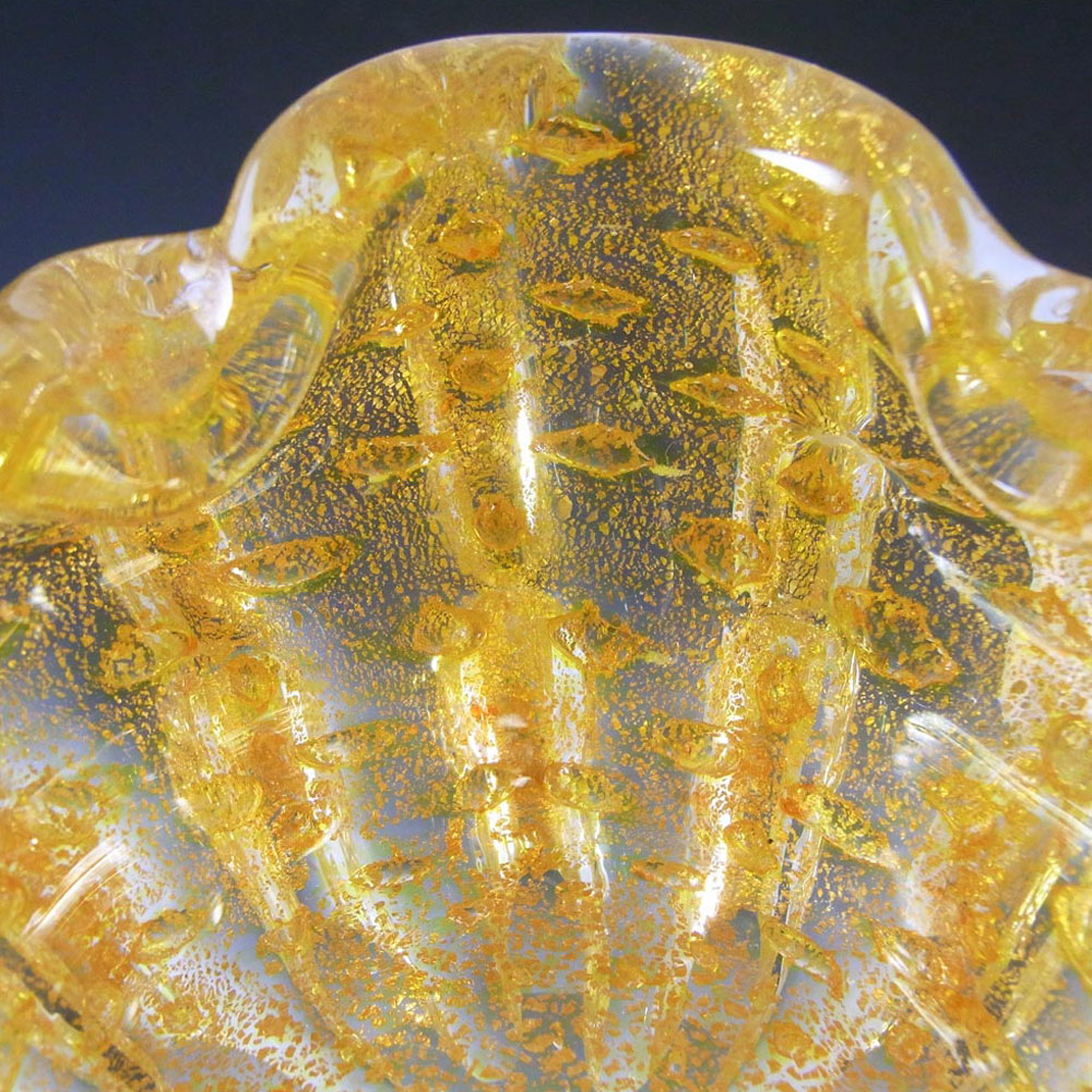 Barovier & Toso Murano Gold Leaf Bubble Glass Bowl - Click Image to Close