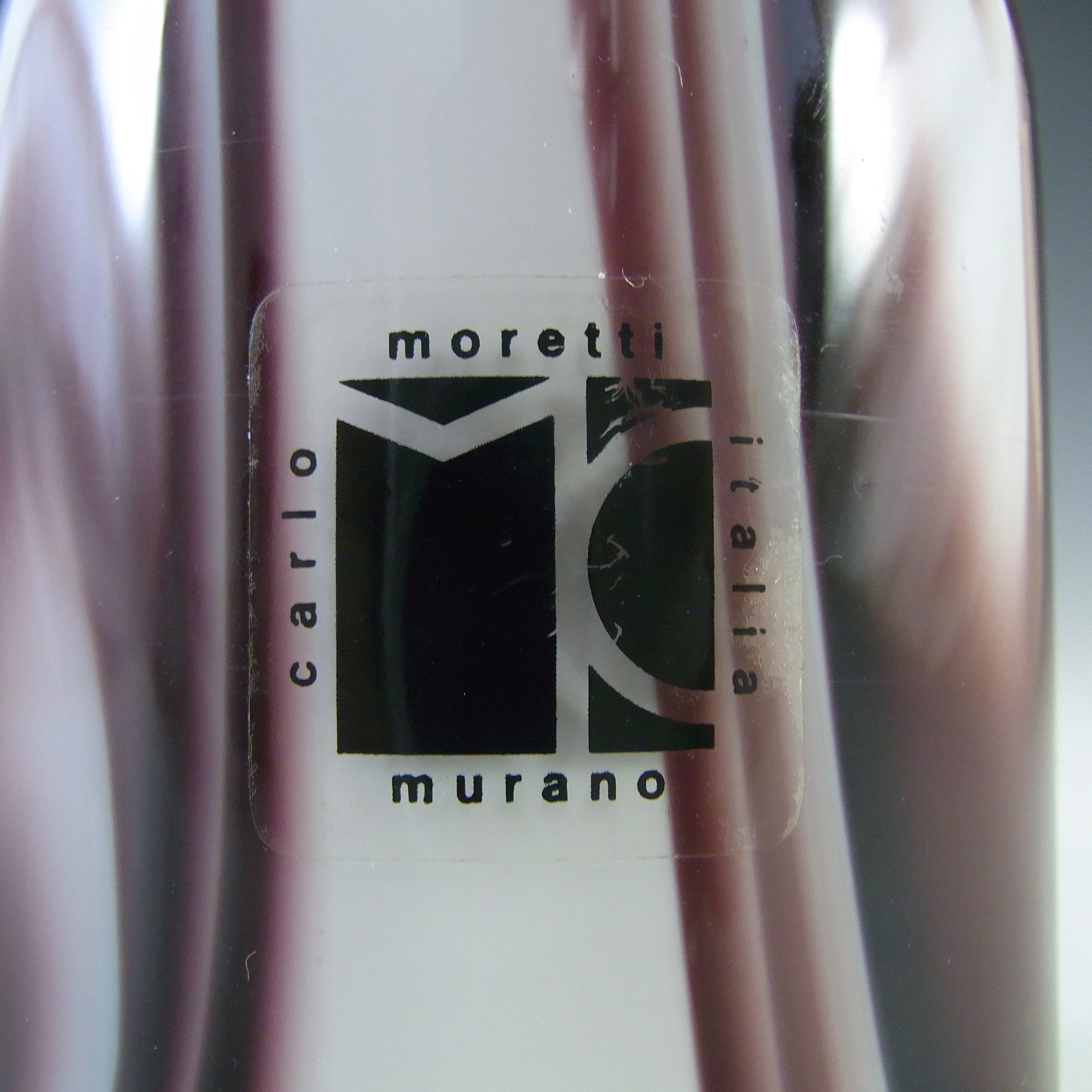Carlo Moretti Marbled Purple & White Murano Glass Vase - Click Image to Close