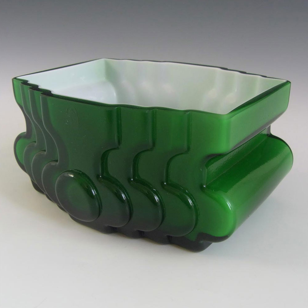 SIGNED Alsterfors/Per Ström Green Cased Glass Vase - Click Image to Close