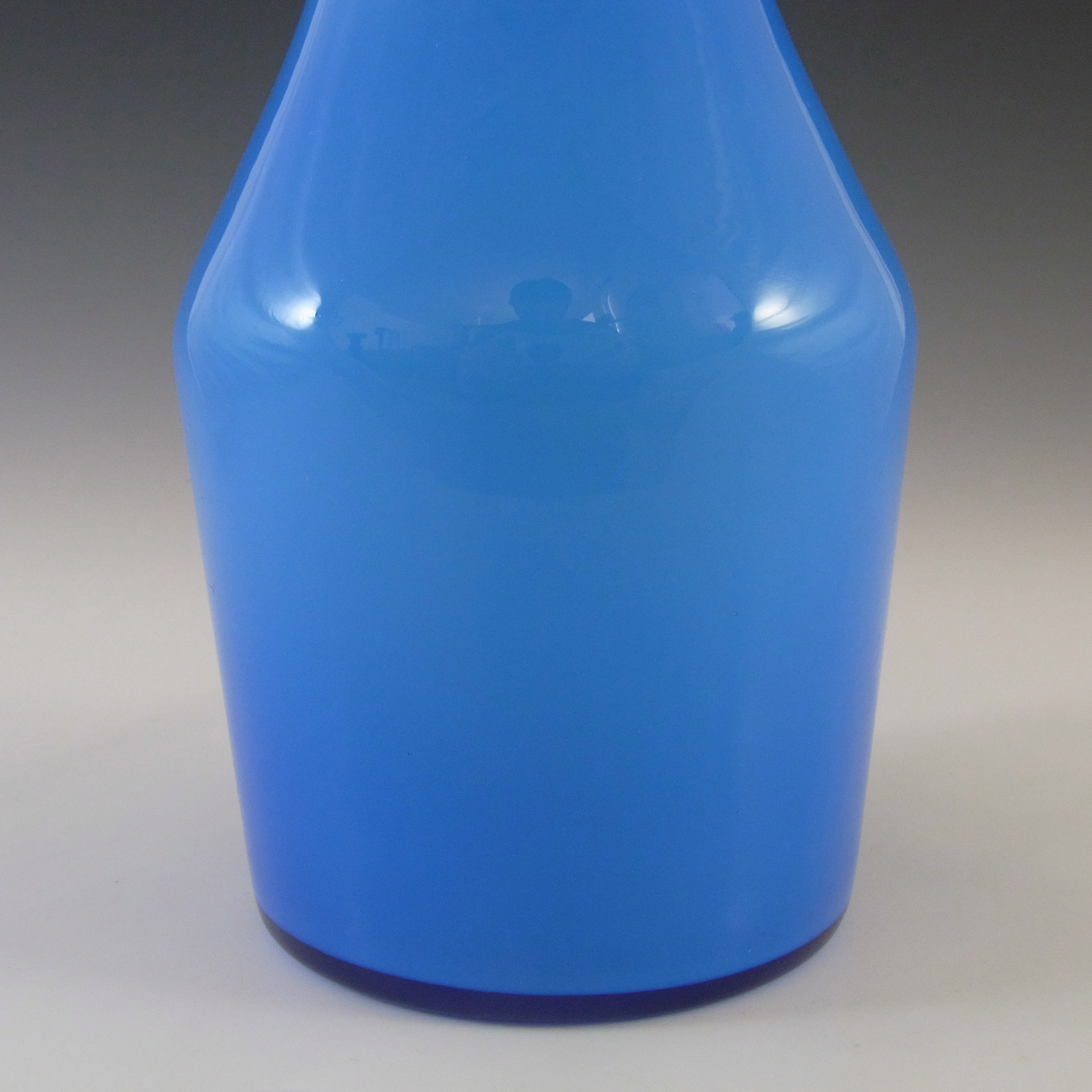 (image for) Alsterfors 1970's Scandinavian Blue Cased Glass 9.5" Vase - Click Image to Close
