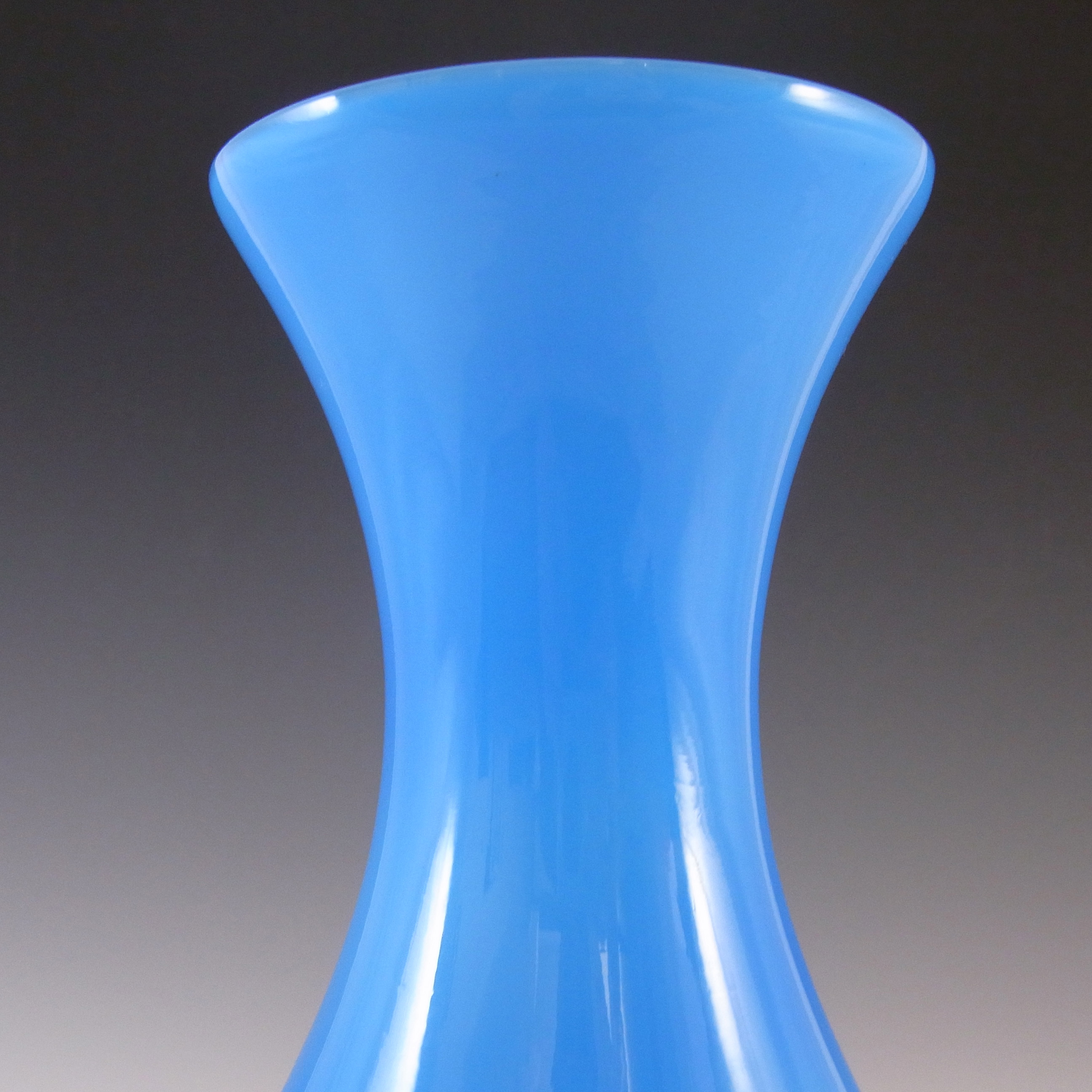 Alsterfors 1970's Scandinavian Blue Cased Glass 9.5" Vase - Click Image to Close