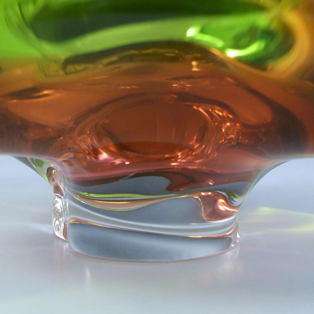 (image for) Chřibská Retro Czech Green & Orange Glass Ashtray Bowl - Click Image to Close