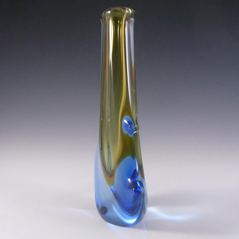 (image for) Mstisov Czech Amber/Blue Glass Vase 53094 - Frantisek Zemek - Click Image to Close