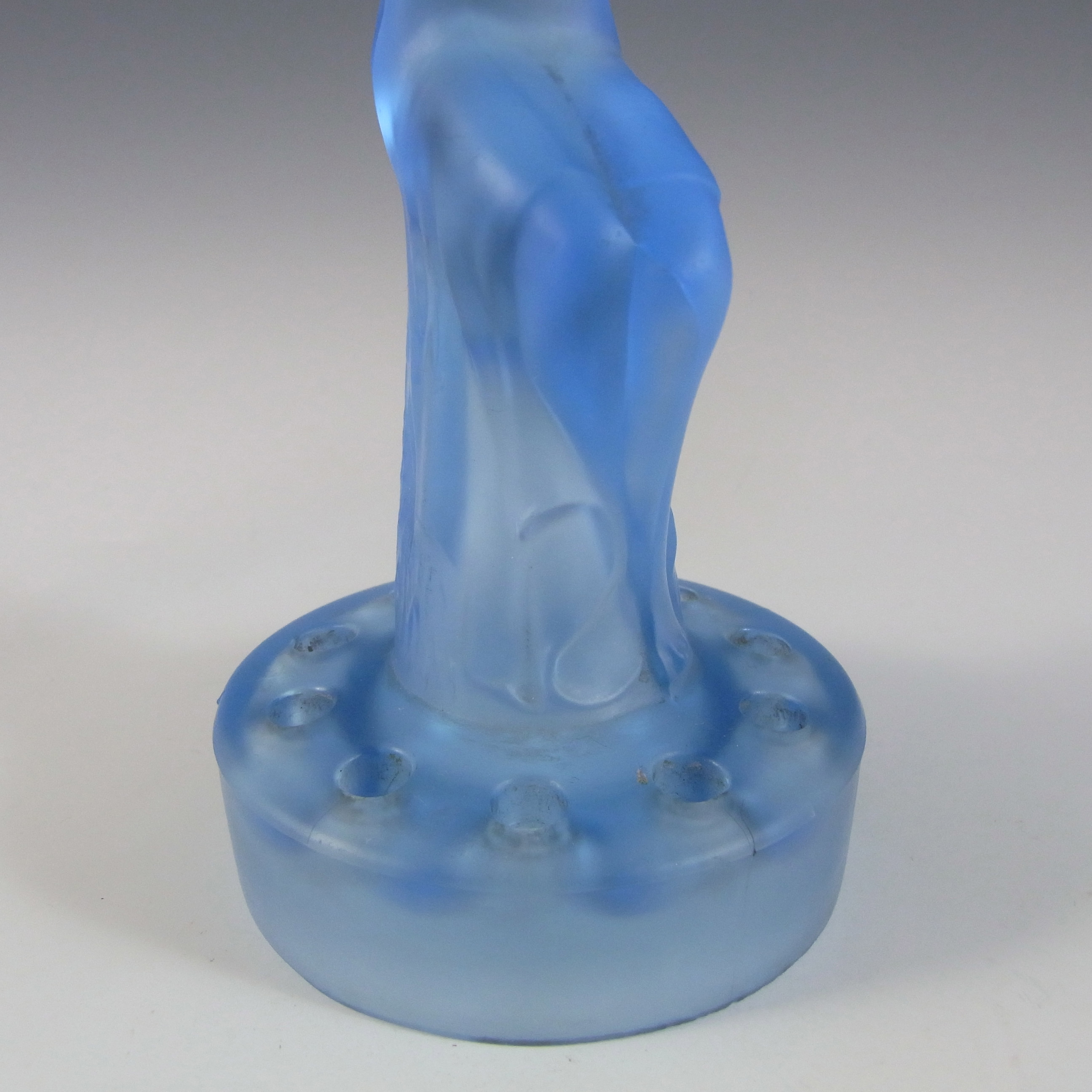 (image for) Sowerby Art Deco Frosted Blue Glass Nude Lady Figurine - Click Image to Close