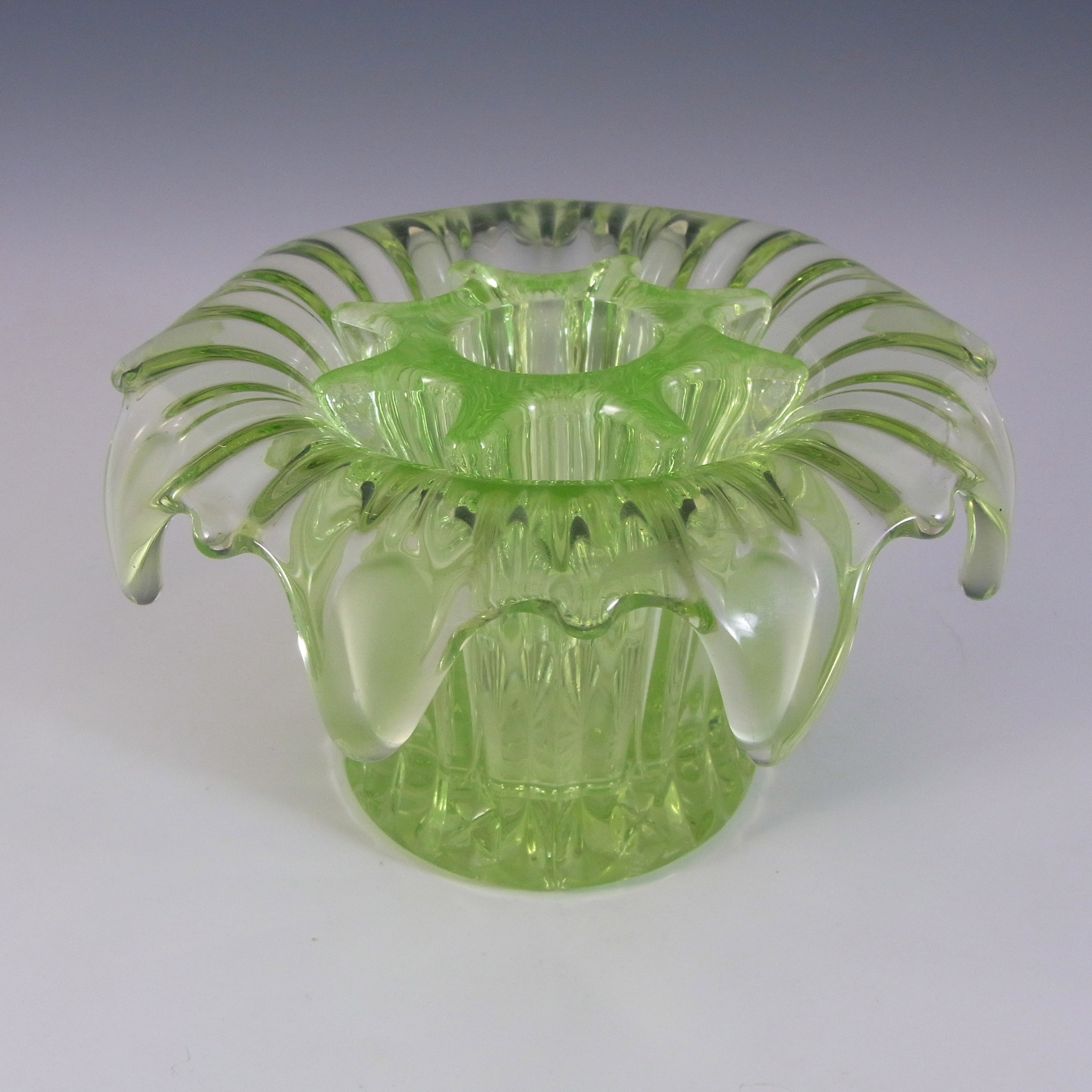 (image for) Sowerby Art Deco 1930s Uranium Green Glass 'Iris' Bowl - Click Image to Close