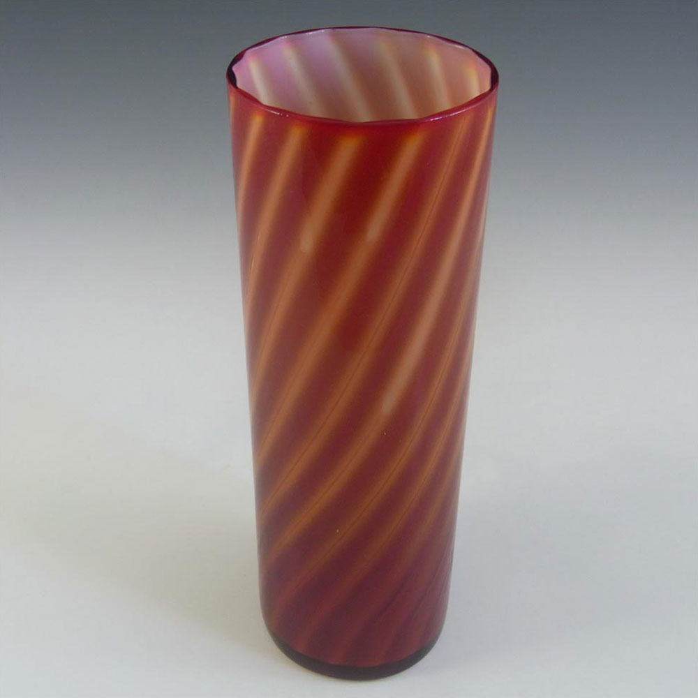 (image for) Elme 1970s Scandinavian Orange Cased Glass Striped Vase - Click Image to Close
