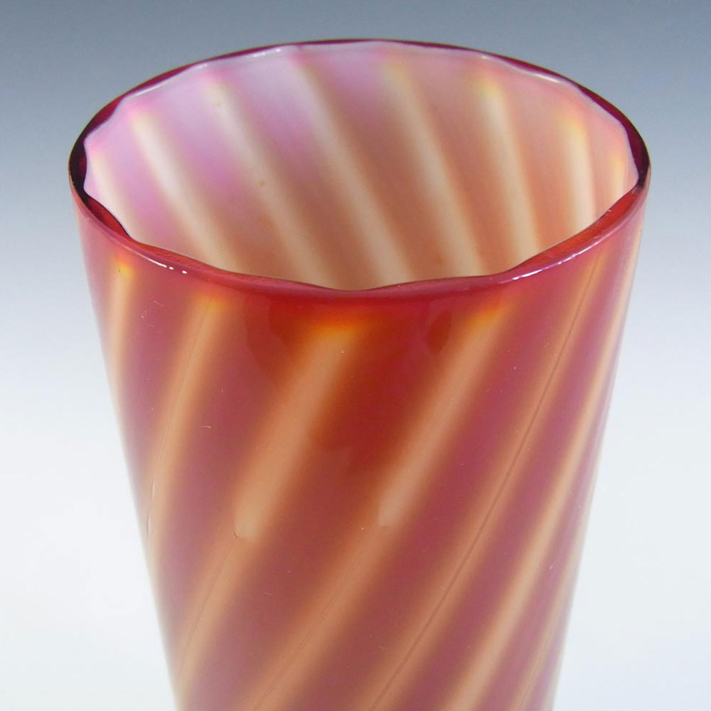 Elme 1970s Scandinavian Orange Cased Glass Striped Vase - Click Image to Close