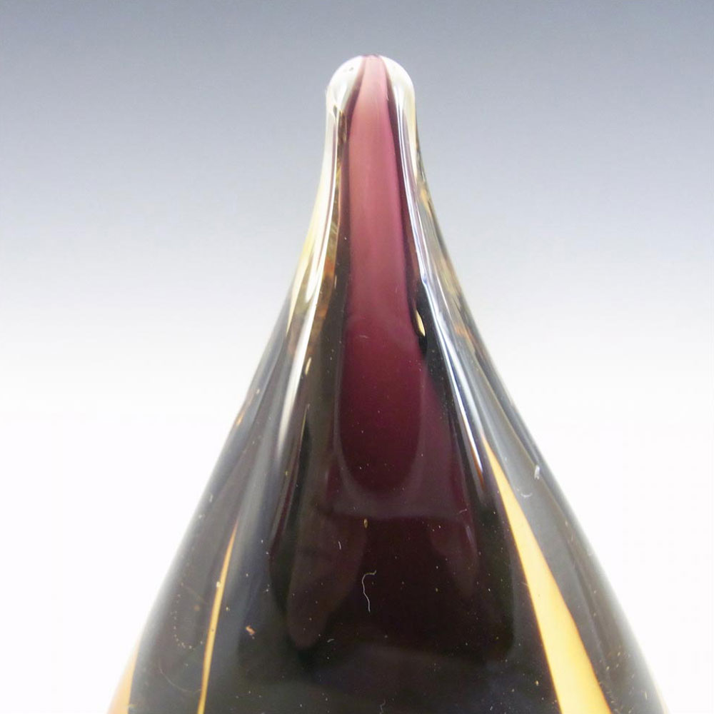 (image for) Chinese Murano Style Purple & Amber Sommerso Glass Teardrop Paperweight - Click Image to Close