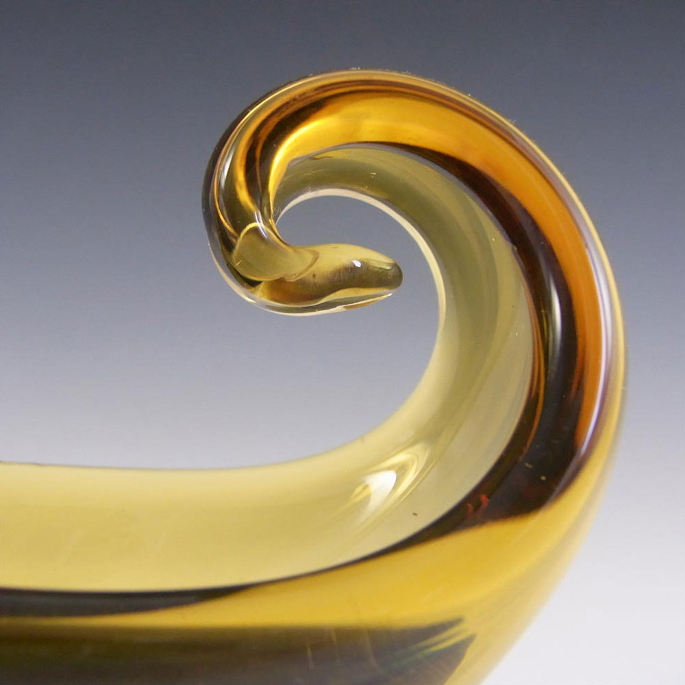(image for) Murano Blue & Amber Sommerso Glass Organic Sculpture Bowl - Click Image to Close