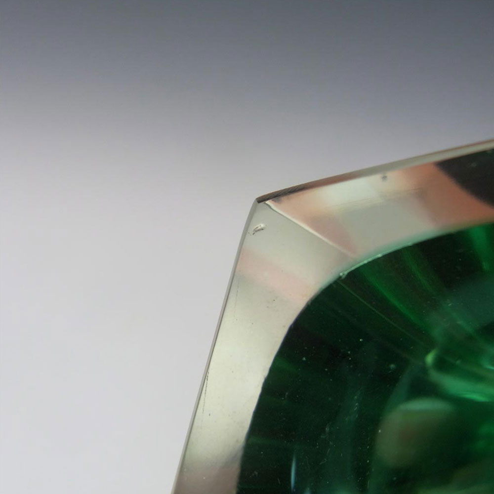 (image for) Murano Faceted Green & Pink Sommerso Glass Block Vase - Click Image to Close