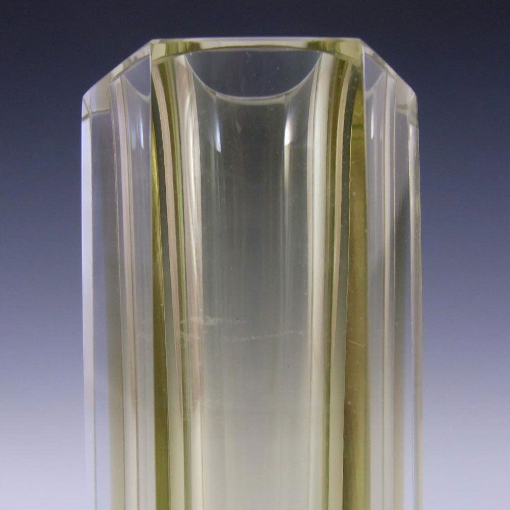(image for) Murano Faceted Yellow & Clear Sommerso Glass Block Vase - Click Image to Close