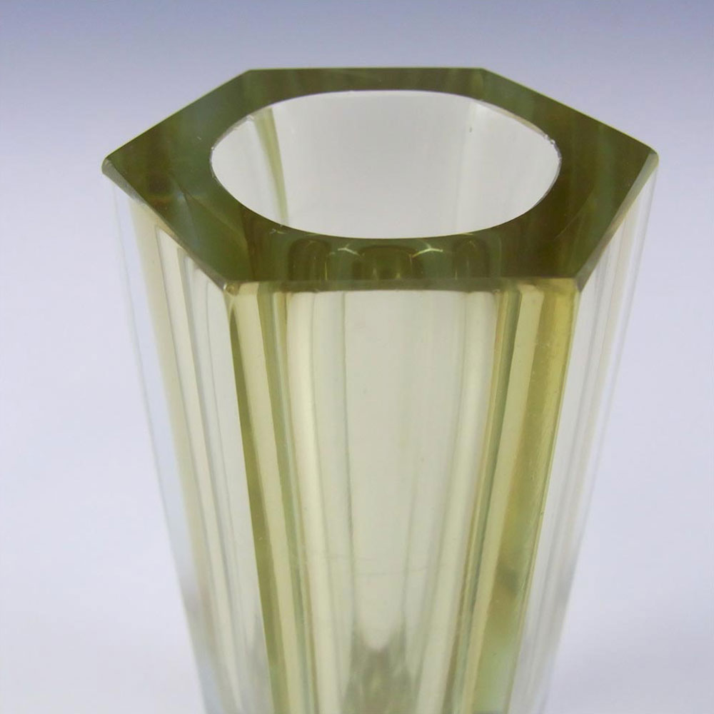 Murano Faceted Yellow & Clear Sommerso Glass Block Vase - Click Image to Close