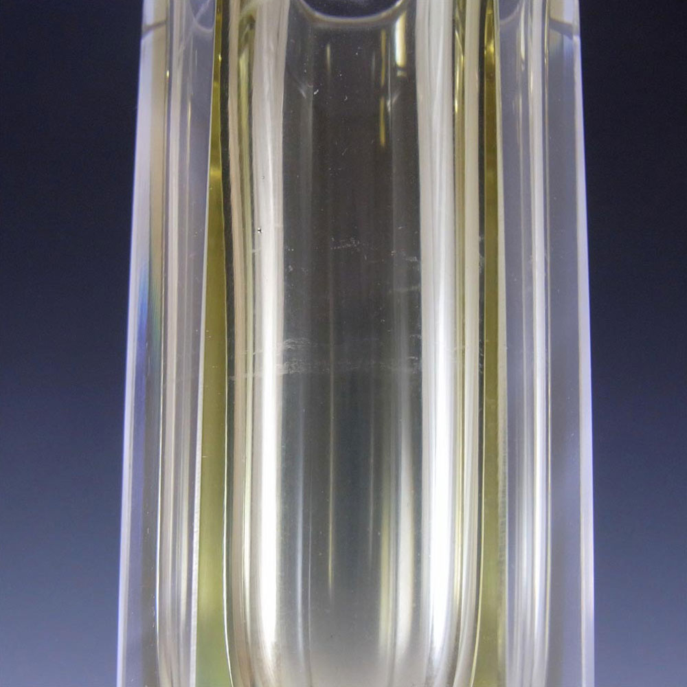 Murano Faceted Yellow & Clear Sommerso Glass Block Vase - Click Image to Close