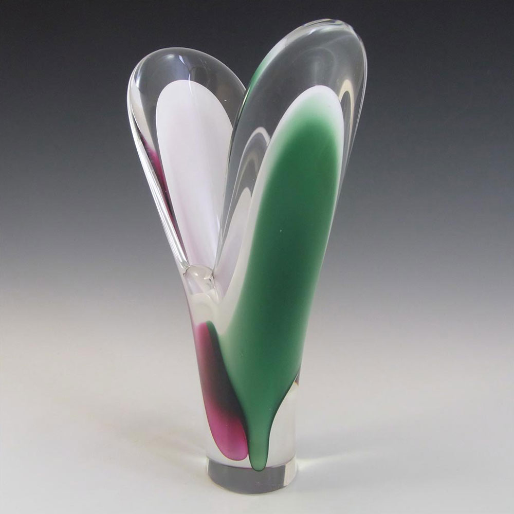 SIGNED Large Flygsfors Coquille Glass Vase - Paul Kedelv #2 - Click Image to Close