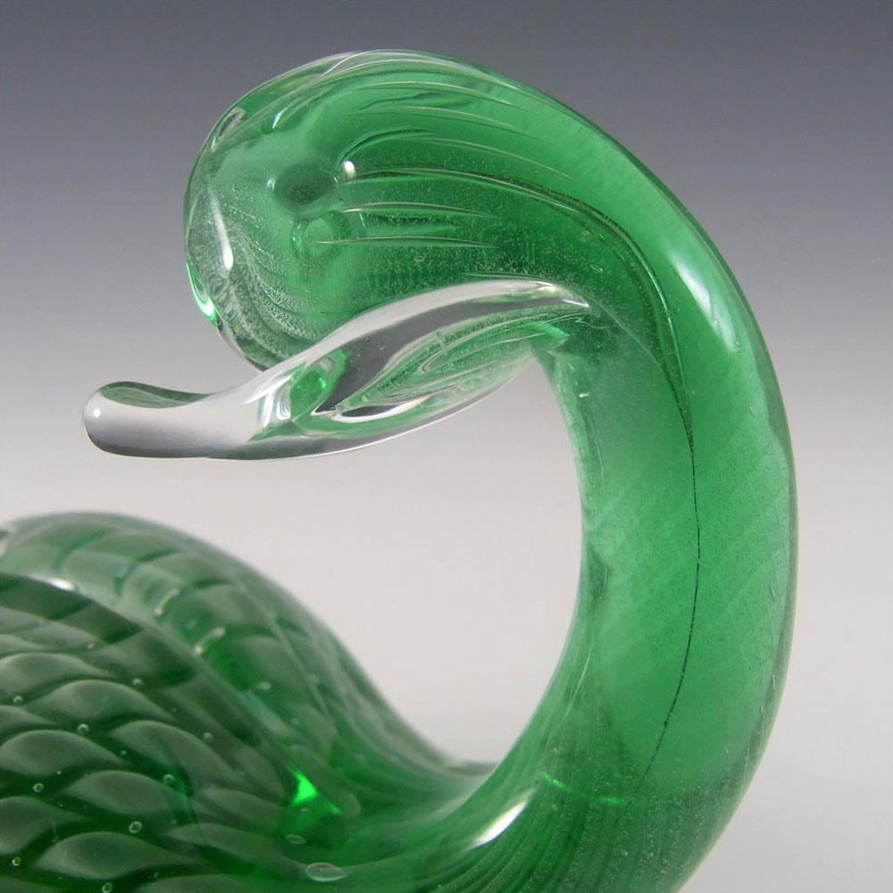 (image for) FM Konstglas/Marcolin Swedish Green Fumato Glass Swan - Click Image to Close