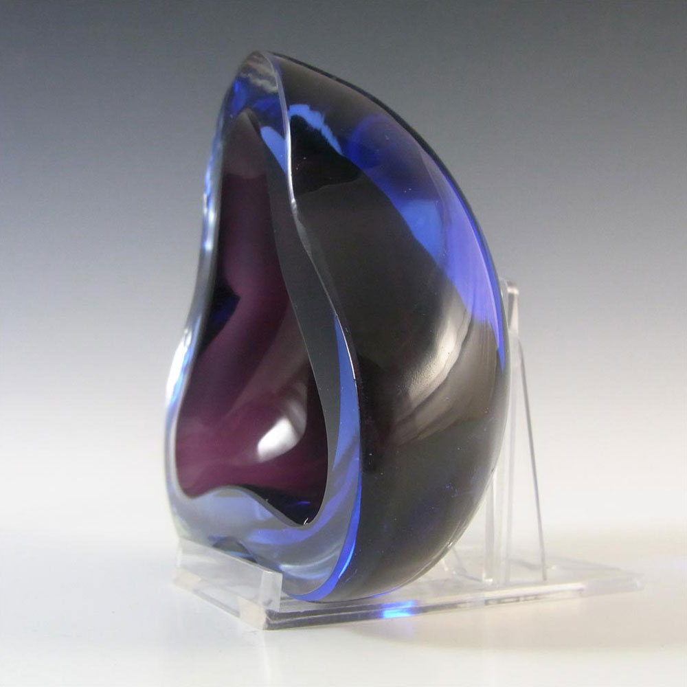 (image for) Murano Geode Purple & Blue Sommerso Glass Triangle Bowl - Click Image to Close
