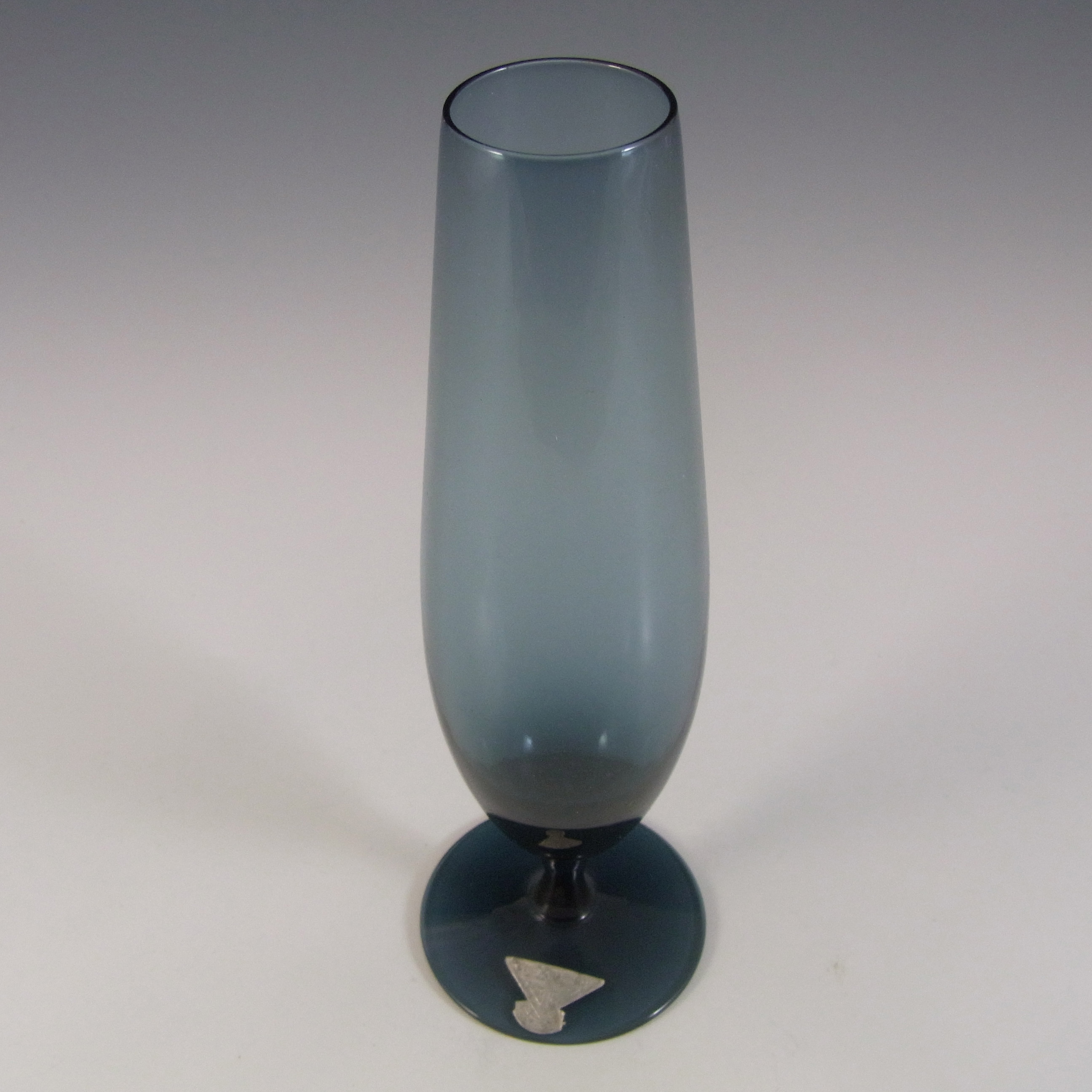 (image for) Gullaskruf Smoky Blue Swedish Glass 9.5" Vase - Labelled - Click Image to Close
