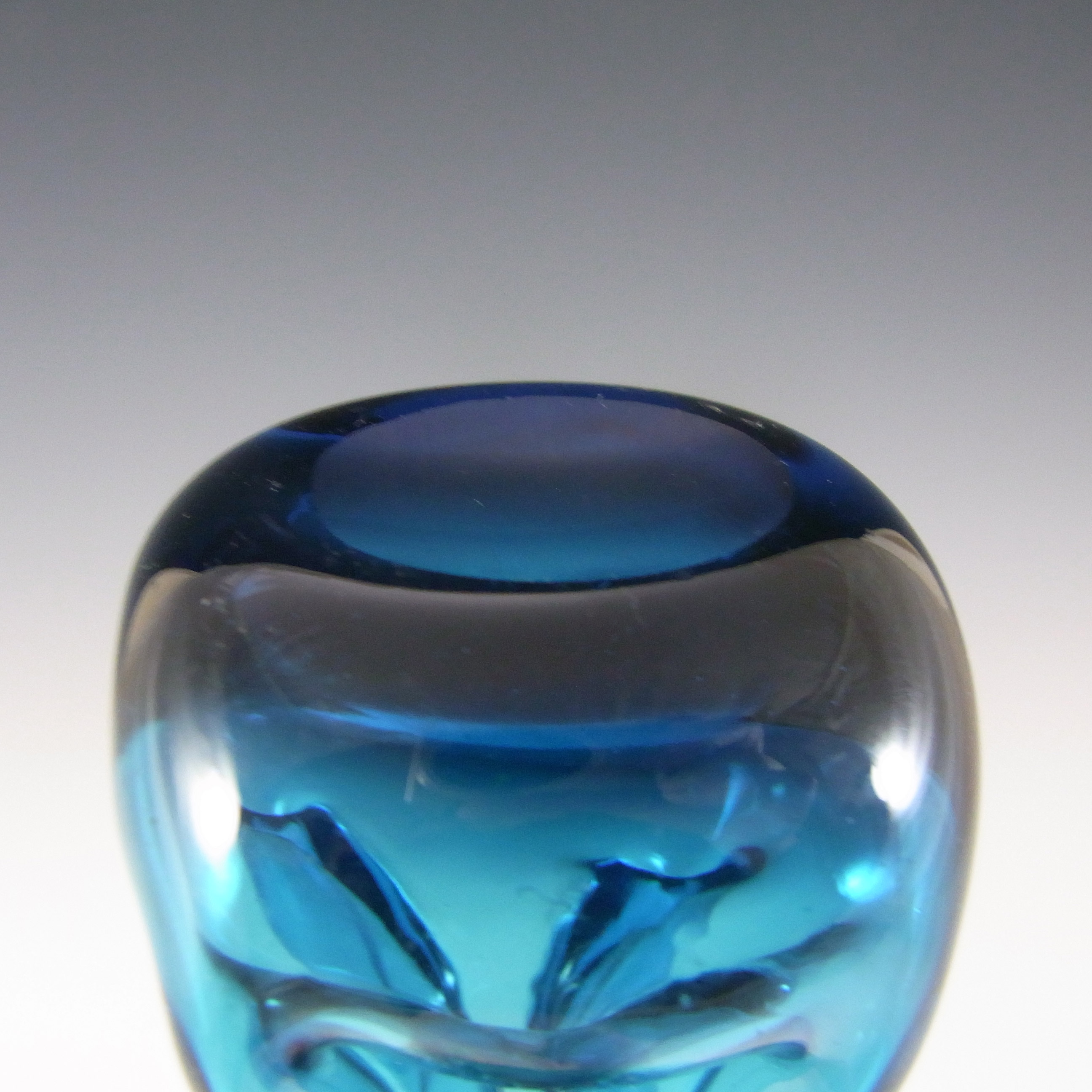 (image for) Holmegaard / Jacob Bang Blue Glass 6.25" 'Cluck Cluck' Decanter / Bottle - Click Image to Close
