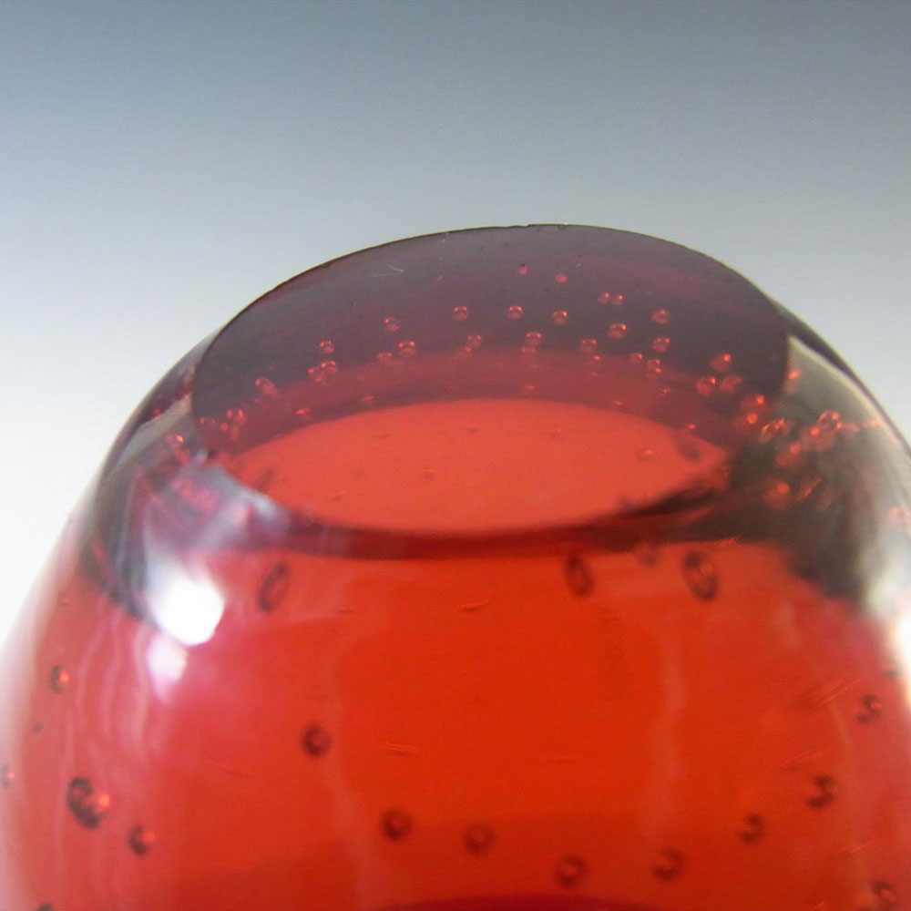 Holmegaard Red Glass 'Bubbles' Candlestick - Labelled - Click Image to Close