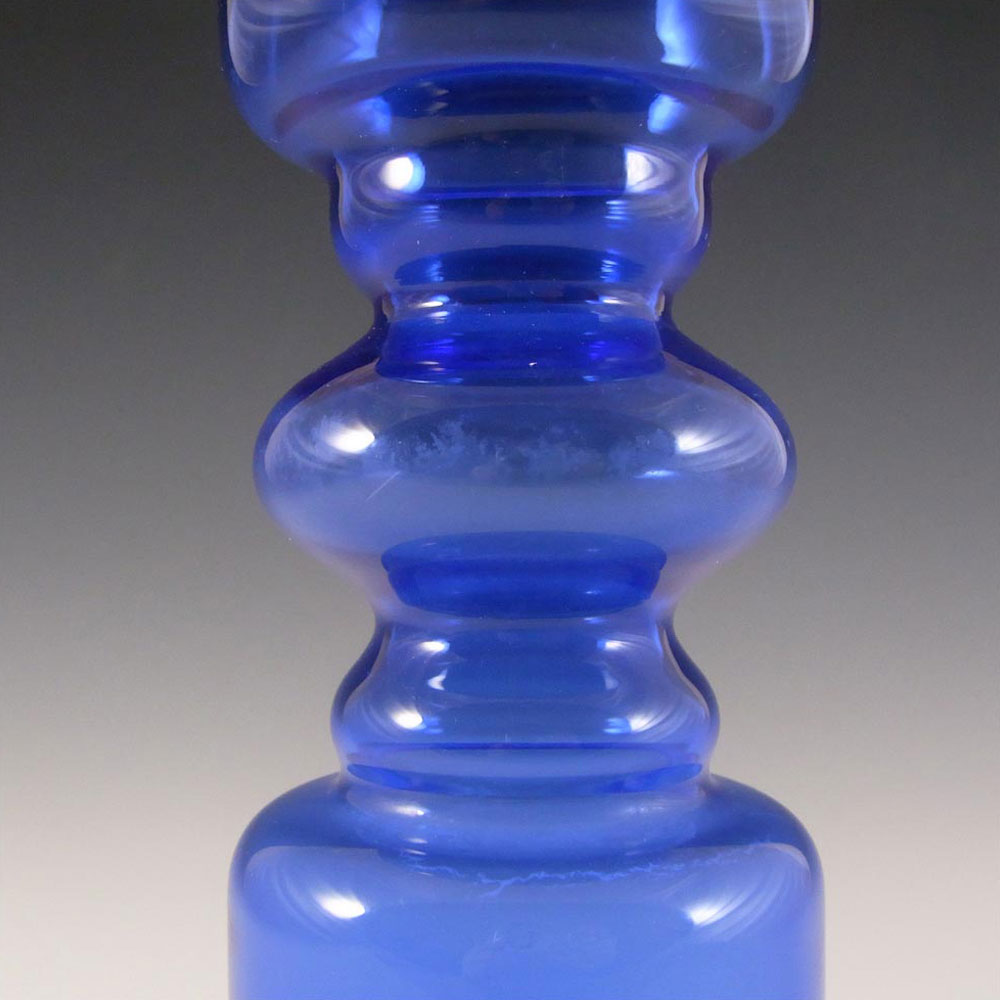 (image for) Scandinavian Style Vintage Blue Hooped Glass Romanian Vase - Click Image to Close