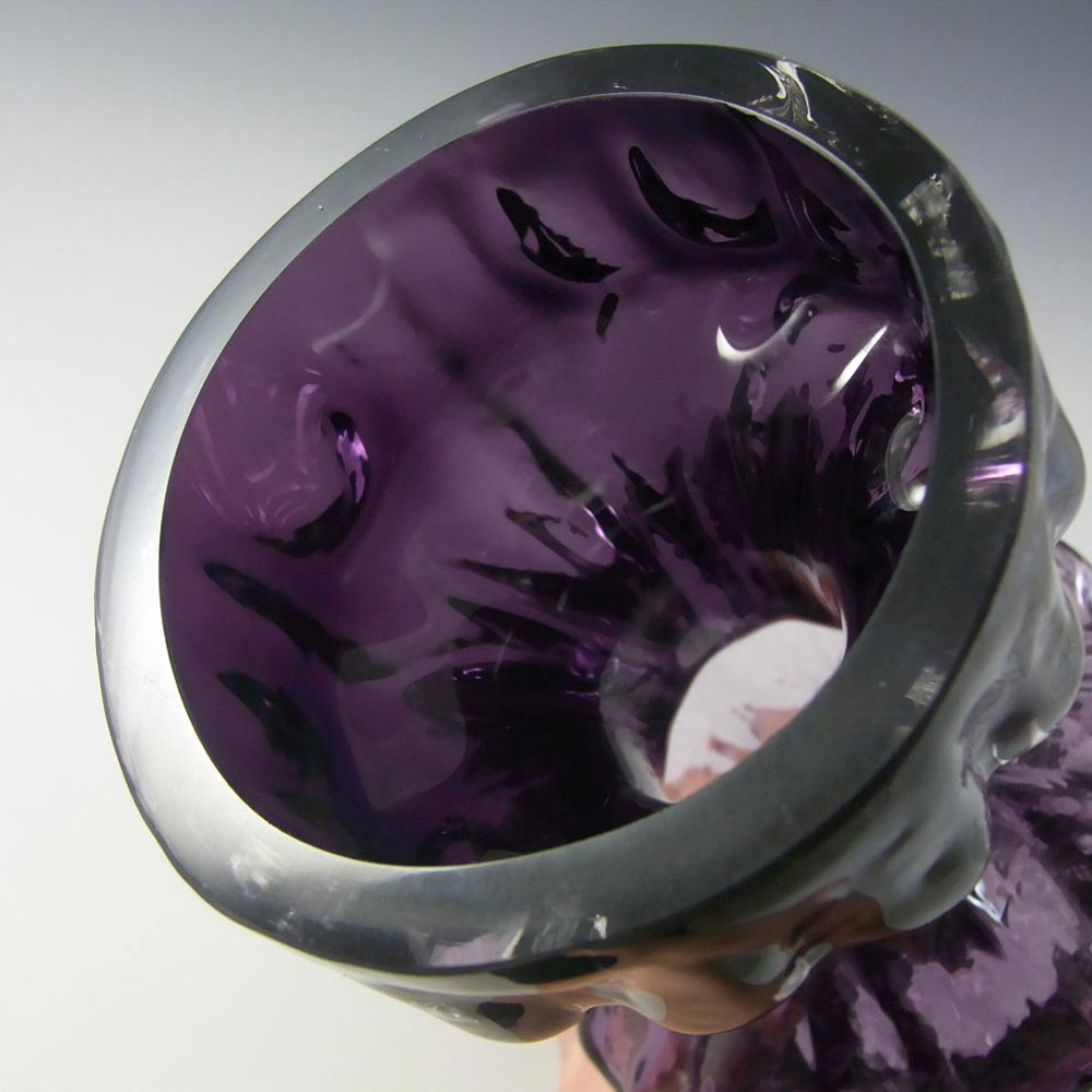 (image for) Ingrid/Ingridglas 1970's Purple Glass Bark Textured Vase - Click Image to Close