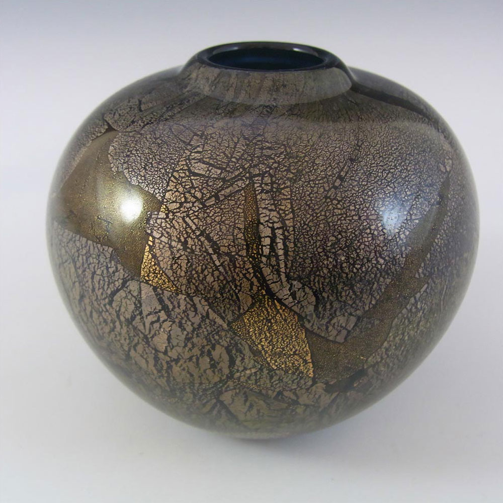 (image for) Isle of Wight Studio/Harris Black, Silver & Gold Glass Globe Vase - Click Image to Close