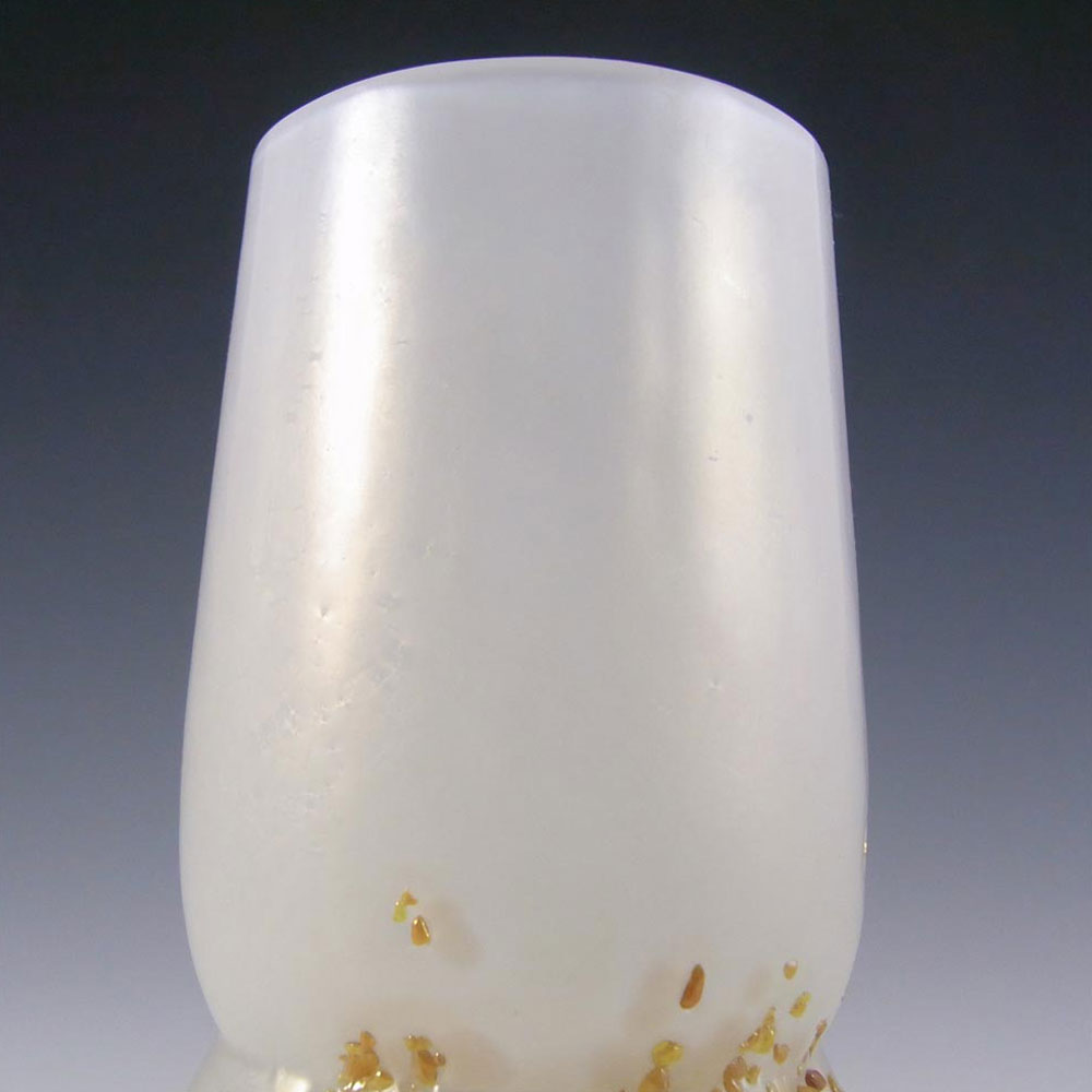 (image for) Kralik Art Nouveau Iridescent Pearl & Gold Frit Glass Vase - Click Image to Close