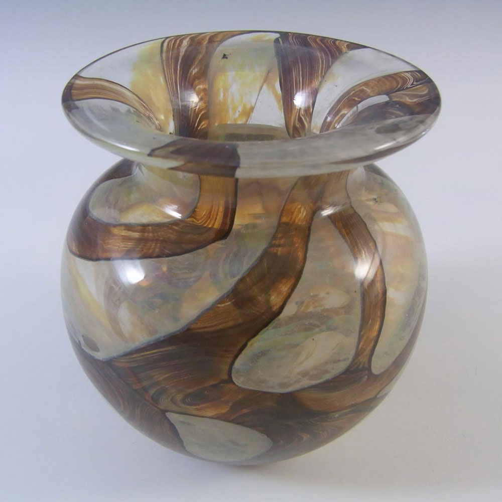 (image for) Mdina 'Earthtones' Maltese Brown & Sandy Glass Vase - Signed - Click Image to Close