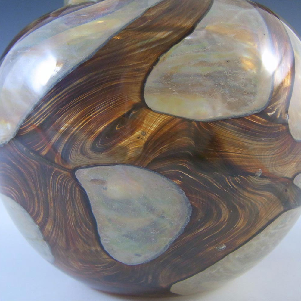 (image for) Mdina 'Earthtones' Maltese Brown & Sandy Glass Vase - Signed - Click Image to Close