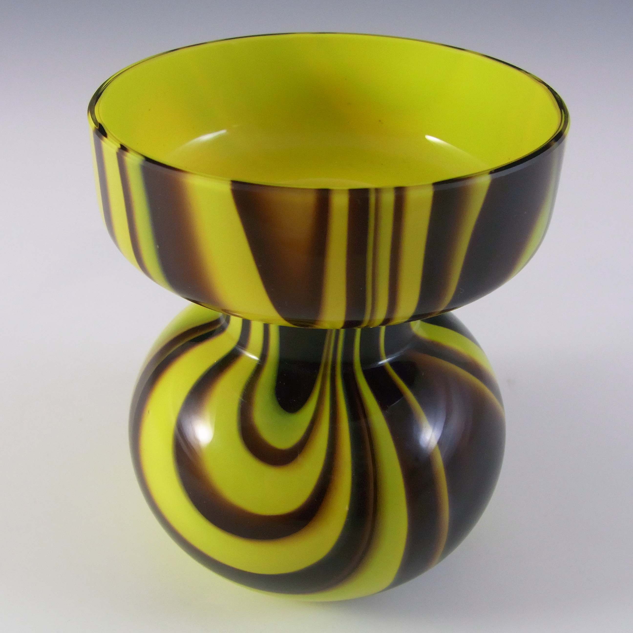 (image for) Carlo Moretti Marbled Yellow & Brown Murano Glass Vase - Label - Click Image to Close