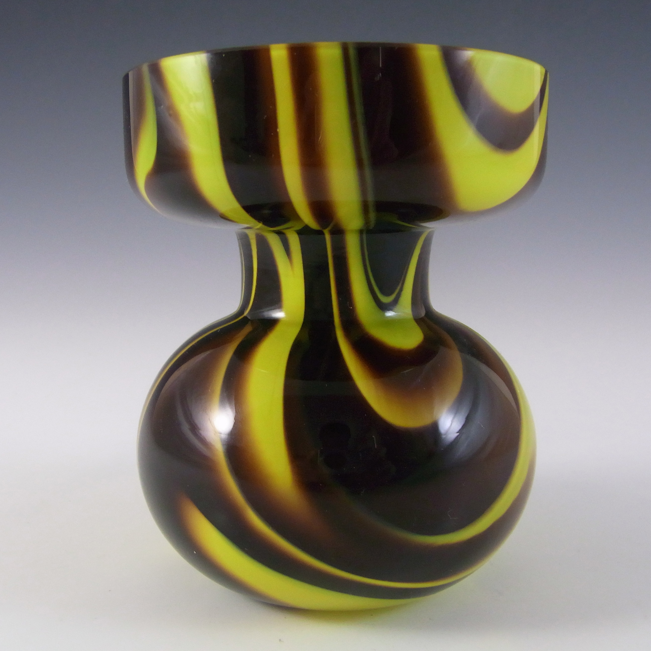 (image for) Carlo Moretti Marbled Yellow & Brown Murano Glass Vase - Label - Click Image to Close