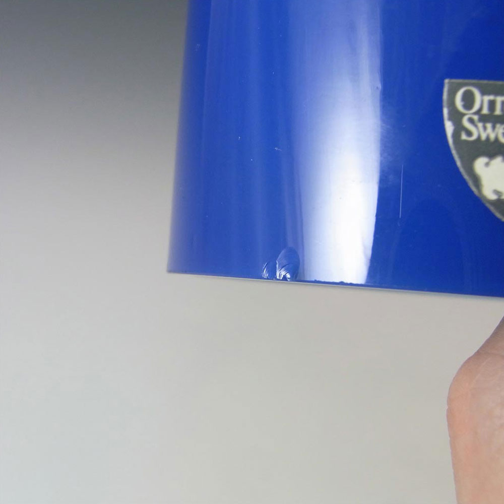 Orrefors Blue Glass "Eternell" Candle Holder by Owe Elvén - Click Image to Close